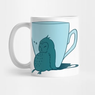 Sleepy Owl and Cup Teal Mug